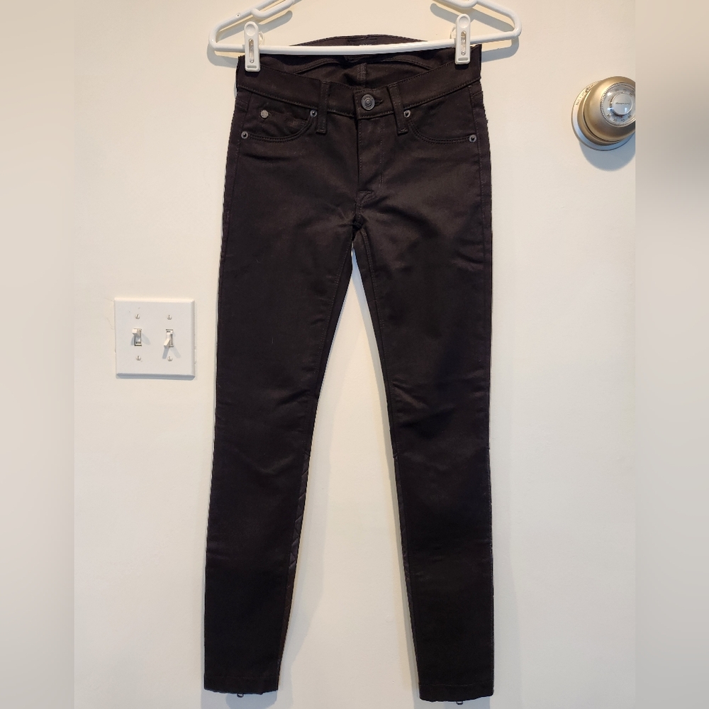 NWT Hudson Krista Super Skinny Black Jeans With Leather Zipper Bottom
